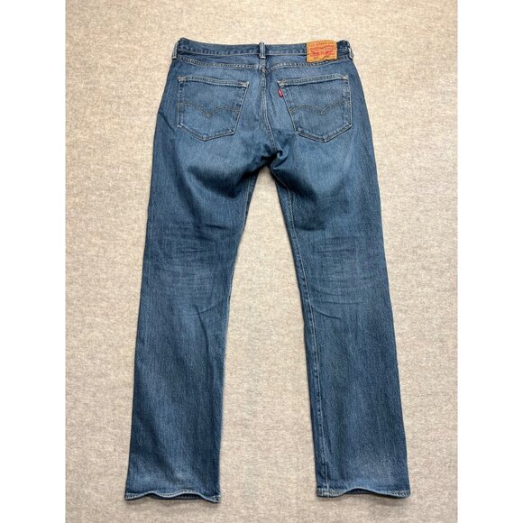 Levi's 501 Button Fly Straight Leg Medium Wash Men's Denim Jeans 36 X 34 - Picture 3 of 9